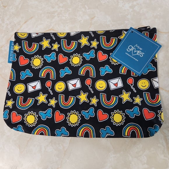 Thirty One On Our Sleeves Zippered Pouch Black Rainbow Butterfly New - Picture 1 of 7